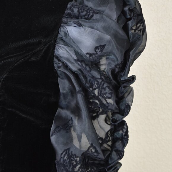 Vintage 80s 90s Black Velvet Dress - Picture 4 of 10